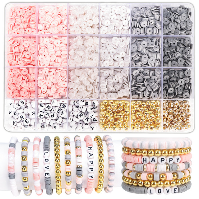 Boho Clay Beads Bracelet Kit Friendship Bracelet Making for Women Golden  Beads Pink White Clay Beads Kit for DIYJewelry Making - AliExpress